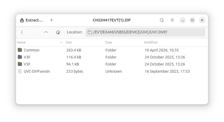CH32H417 EVT USB 3.0 UVC DVP sample code