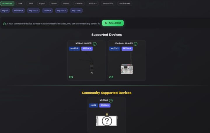 کیت Cardputer Mesh را می‌توان با استفاده از Meshtastic Web Flasher فلش کرد