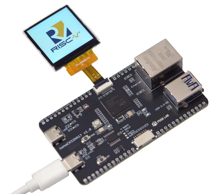 برد توسعه 17 دلاری nanoCH32H417 با پردازنده RISC-V و USB 3.0 2 برد توسعه nanoCH32H417 با نمایشگر