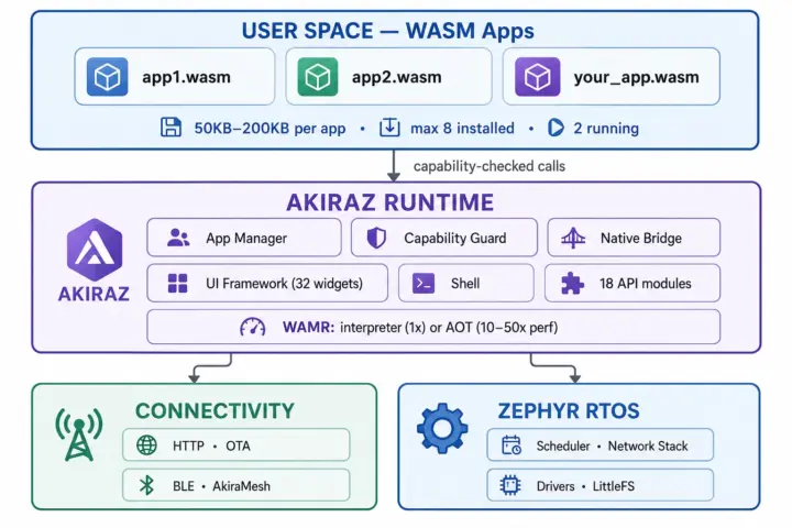 داکر برای میکروکنترلر؛ سیستمعامل AkiraOS با ترکیب Zephyr RTOS و وباسمبلی معرفی شد 1 AkiraOS معماری