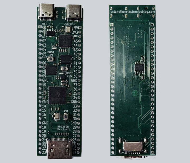 معرفی برد توسعه RP2350B Bells&Whistles با HDMI و دیباگر داخلی 2 پشت و روی RP2350B bells&whistles