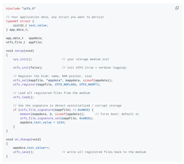 برنامه "Hello World" در UTFS