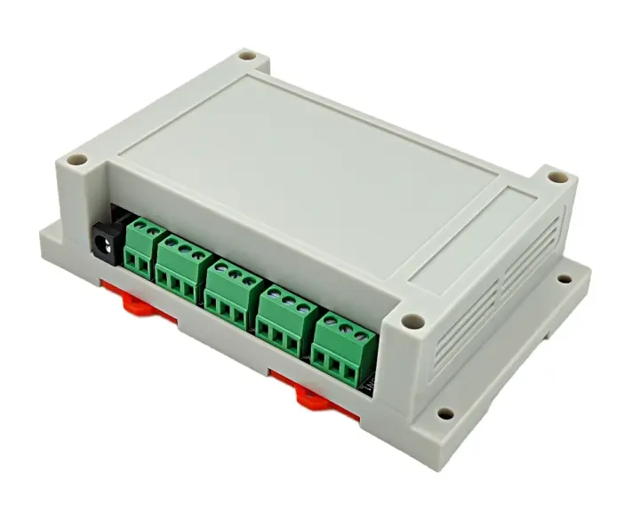 برد محوری Maker Go ESP32-C5-EVB با چهار رله و ایزولاتور نوری برای کاربردهای صنعتی معرفی شد 4 DIN Rail shell ESP32-C5 quad relay board