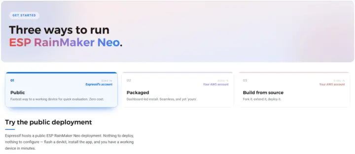 ESP RainMaker Neo Public Packaged Build from source