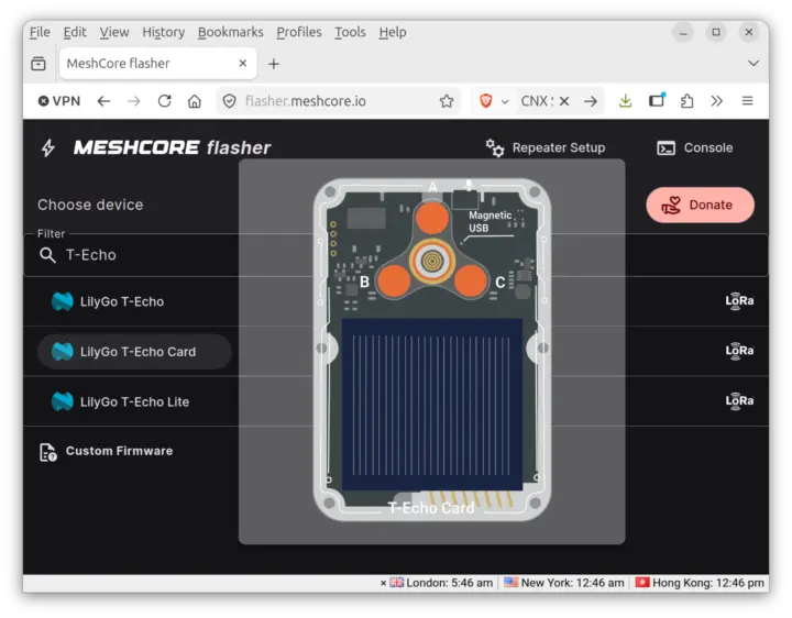 LILYGO T-Echo Card MeshCore