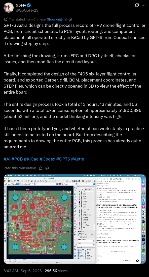 PCB design with gpt-6-astra kicad