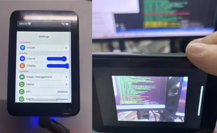 کیت توسعه جدید ESP32-C5 با نمایشگر لمسی ۳.۵ اینچی و پشتیبانی از دوربین و باتری معرفی شد 4 فریمور پیشفرض برد در سمت چپ و دموی دوربین در سمت راست